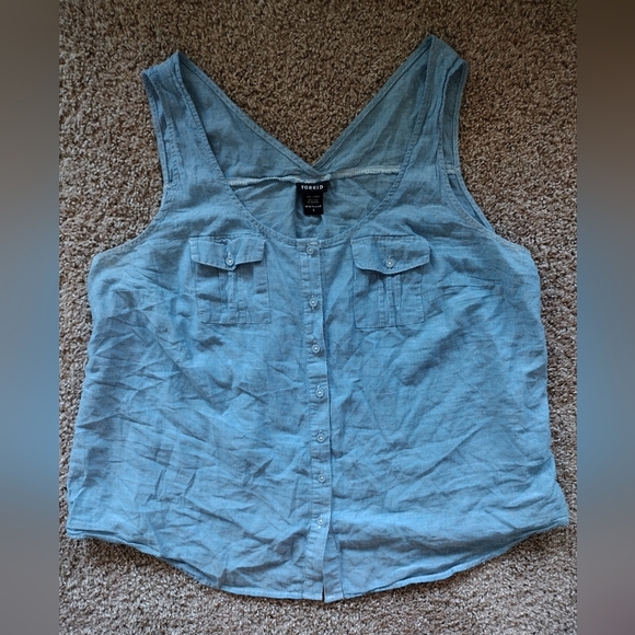 Torrid Blue Sleeveless Bottom Down Tank Top - Picture 3 of 12